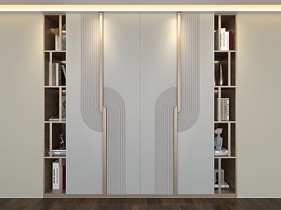 Modern Cream Style Light Luxury Wardrobe Cloakroom Black Glass Cabinet 3d model