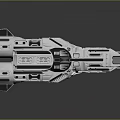 Detailed Silver Sci Fi Spaceship Model With Blue Lights For Space Exploration