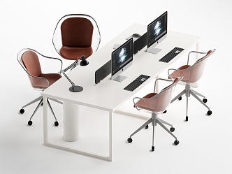 Modern office desk and chair combination employee station 3d model