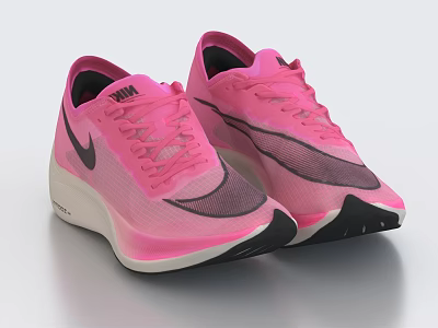 Nike Pink Running Shoes With Mesh Upper And White Black Sole 3d model