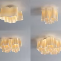 Elegant Modern Ceiling Light With White Wave Shade And Warm Glow 3d model