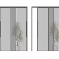 Contemporary Double Sliding Doors With Black Frames And Textured Gradient Glass 3d model