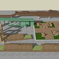Modern Wooden Landscape Seats Outdoor Design With Green Plants And Decking Areas
