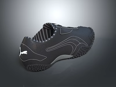Puma Black Casual Sneaker With Striped Interior Breathable Design And Rubber Sole 3d model