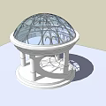 Classical Pavilion Structure With Glass Dome And White Supporting Columns Design 3d model