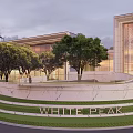Modern Garden Landscape Design With Marble Wall Lighting And Trees At Entrance Plaza