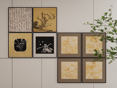 New Chinese Style Decorative Hanging Painting 3d model