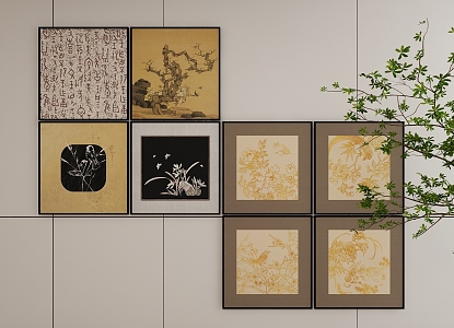 New Chinese Style Decorative Hanging Painting 3d model