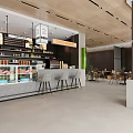 Modern Milk Tea Shop Interior With Display Case Menu Boards And Seating 3d model