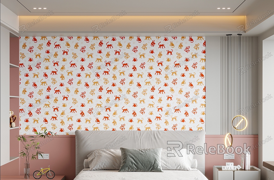 Modern children's bedside background wall model