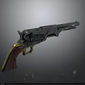 Vintage Revolver Weapon Featuring Metal Barrel And Red Yellow Wooden Grip