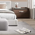 Modern Bedroom Interior With Circular Wall Art Pendant Lights And Walk In Closet