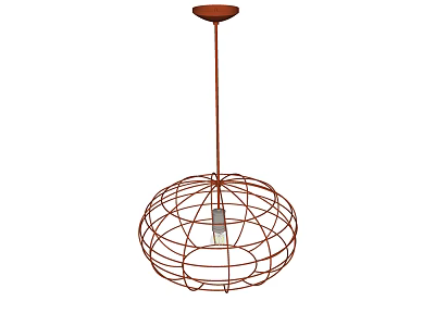 Modern Minimalist Spherical Copper Wire Frame Chandelier With Ceiling Base And Bulb 3d model