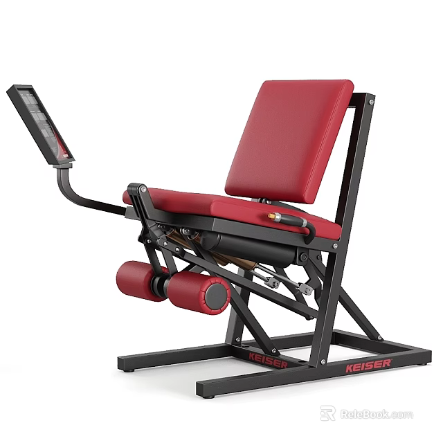 Fitness Equipment Leg Exercise Machine With Red Seat Black Frame And Display Panel 3d model 