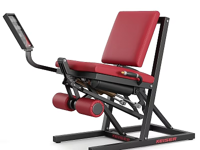Fitness Equipment Leg Exercise Machine With Red Seat Black Frame And Display Panel 3d model
