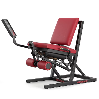 Fitness Equipment Leg Exercise Machine With Red Seat Black Frame And Display Panel 3d model