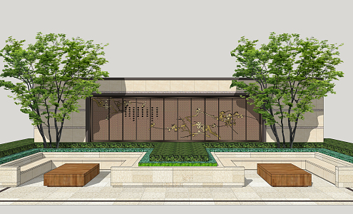 New Chinese style landscape wall 3d model