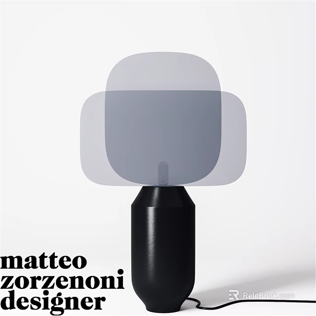 Matteo Modern Table Lamp With Black Base And Transparent Geometric Shade 3d model 