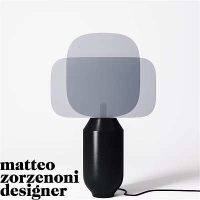 Matteo Modern Table Lamp With Black Base And Transparent Geometric Shade 3d model