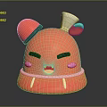 Playful Orange 3D Game Character With Red Hat Horn Pink Cheeks And Angry Expression