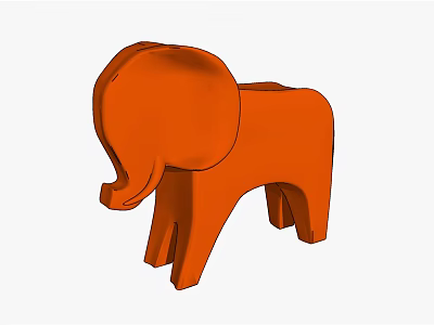 Orange Elephant Shaped Children's Chair for Kids Safe and Comfortable Fun Design 3d model