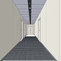 Elevator Hallway Interior With Dark Carpet Ceiling Lights And Side Doors 3d model