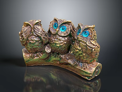 Owl grimace owl long-eared owl wulin owl monkey face owl carved owl 3d model