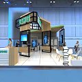 USHIO Modern Exhibition Booth With Wooden Metal Structure Reception Desk TV Screens Tables And Chairs