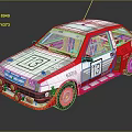 Red and White Renault Rally Car with Number 13 Racing Design and Alloy Wheels