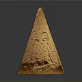 Ancient Egyptian Pyramid Sculpture With Intricate Carved Hieroglyphs And Symbols