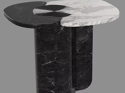 Unique Black And White Marble Irregular Side Table For Modern Luxury Home Interior Decoration 3d model