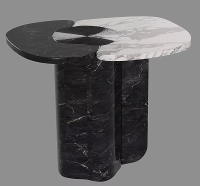 Unique Black And White Marble Irregular Side Table For Modern Luxury Home Interior Decoration 3d model
