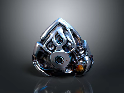 Futuristic Sci Fi Mechanical Device With Intricate Metallic Structure Circular Components And Gear Mechanisms 3d model