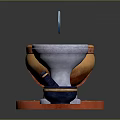 Decorative Household Items Orange Bowl Red Base White Mortar Blue Cube Dark Blue Jar Gold Trim