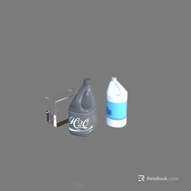 Essential Household Items Including Gray UCC Bottle White Blue Container And Clear Box 3d model 