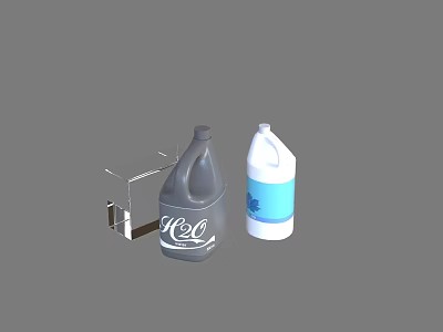Essential Household Items Including Gray UCC Bottle White Blue Container And Clear Box 3d model