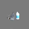 Essential Household Items Including Gray UCC Bottle White Blue Container And Clear Box