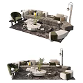 Modern Modular Sofa Coffee Table Set With Decorative Pillows Area Rug And Floor Lamp 3d model