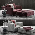 Minotti single sofa footstool side combination 3d model