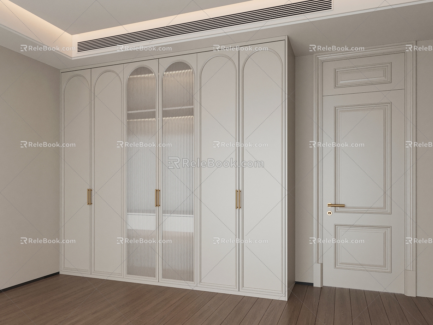 French Cream Style Wardrobe Door Wardrobe Cream Style 3d model