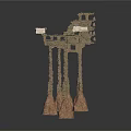 Detailed Ancient Stone Structure With Carved Pillars Textured Bases And Platform