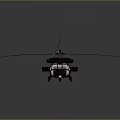 Modern Black Helicopter Featuring Rotors And Shiny Fuselage On Gray Background