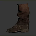 Vintage Brown Leather Slouchy Mid Calf Boots With Light Colored Leather Sole For Casual Daily Wear