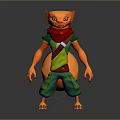 Orange Squirrel Like Game Character With Big Tail Green Pants Red Scarf And Green Top