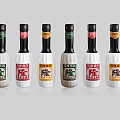Traditional Chinese Condiment Bottles With Colorful Labels For Kitchen Cooking