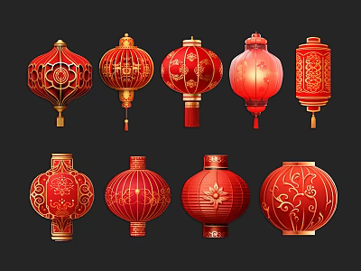 Chinese Lantern Red Lantern Festival Lantern Traditional Elements Lamps Chinese Style Decoration 3d model