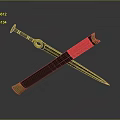 Crossed Swords With Red And Metallic Handles On Dark Background Surface 3d model