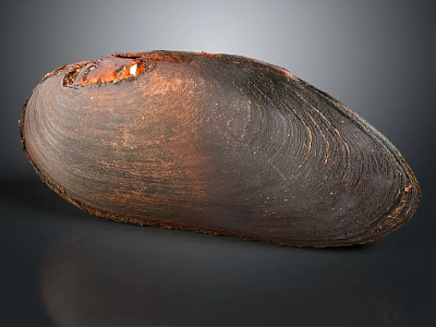 Brown Shell With Glossy Surface And Natural Texture On Dark Background 3d model