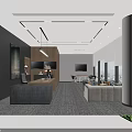 Tea Room Interior Design With White Cabinets Blue Backsplash Refrigerator And Coffee Machine