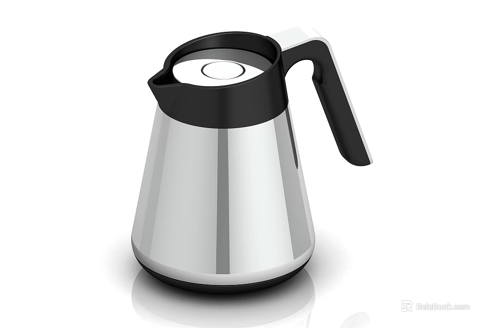 Sleek Modern Electric Kettle With Silver Stainless Steel Body And Black Handle 3d model 